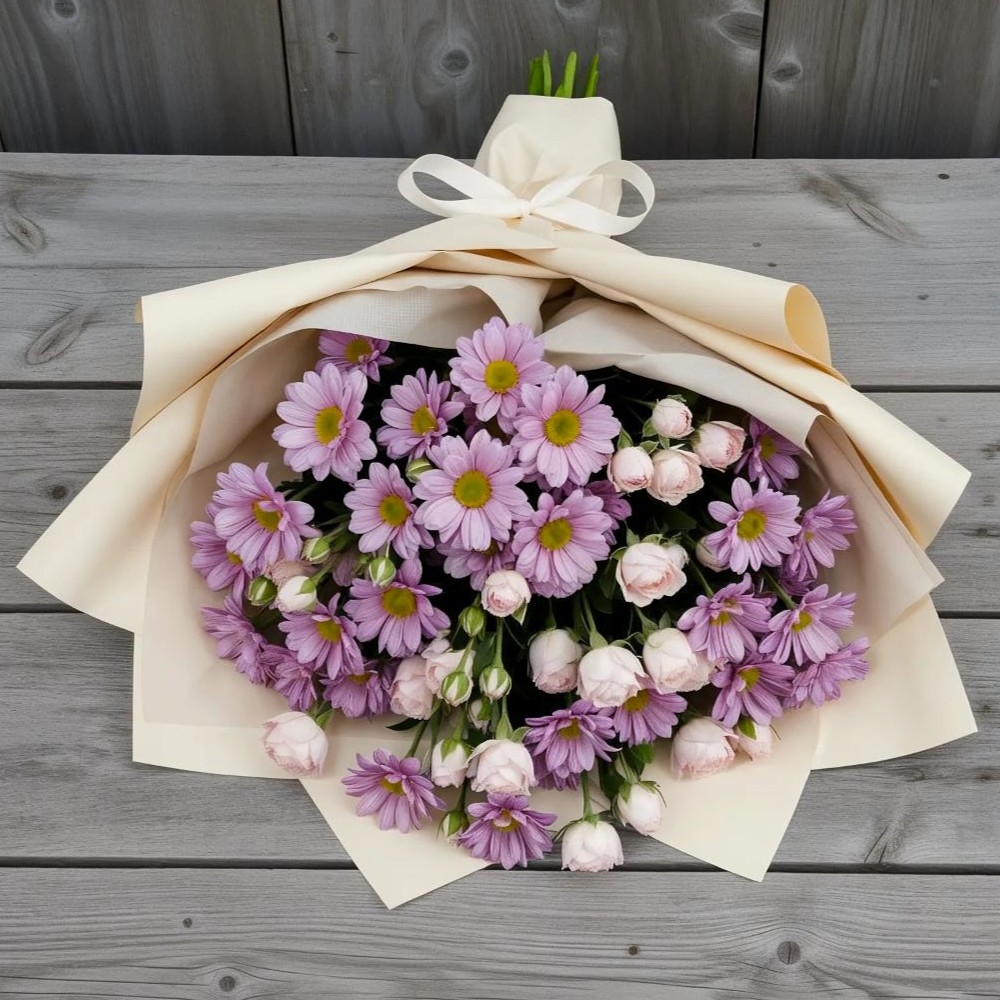 Букет цветов из: Розы и Хризантемы в Марьяновке