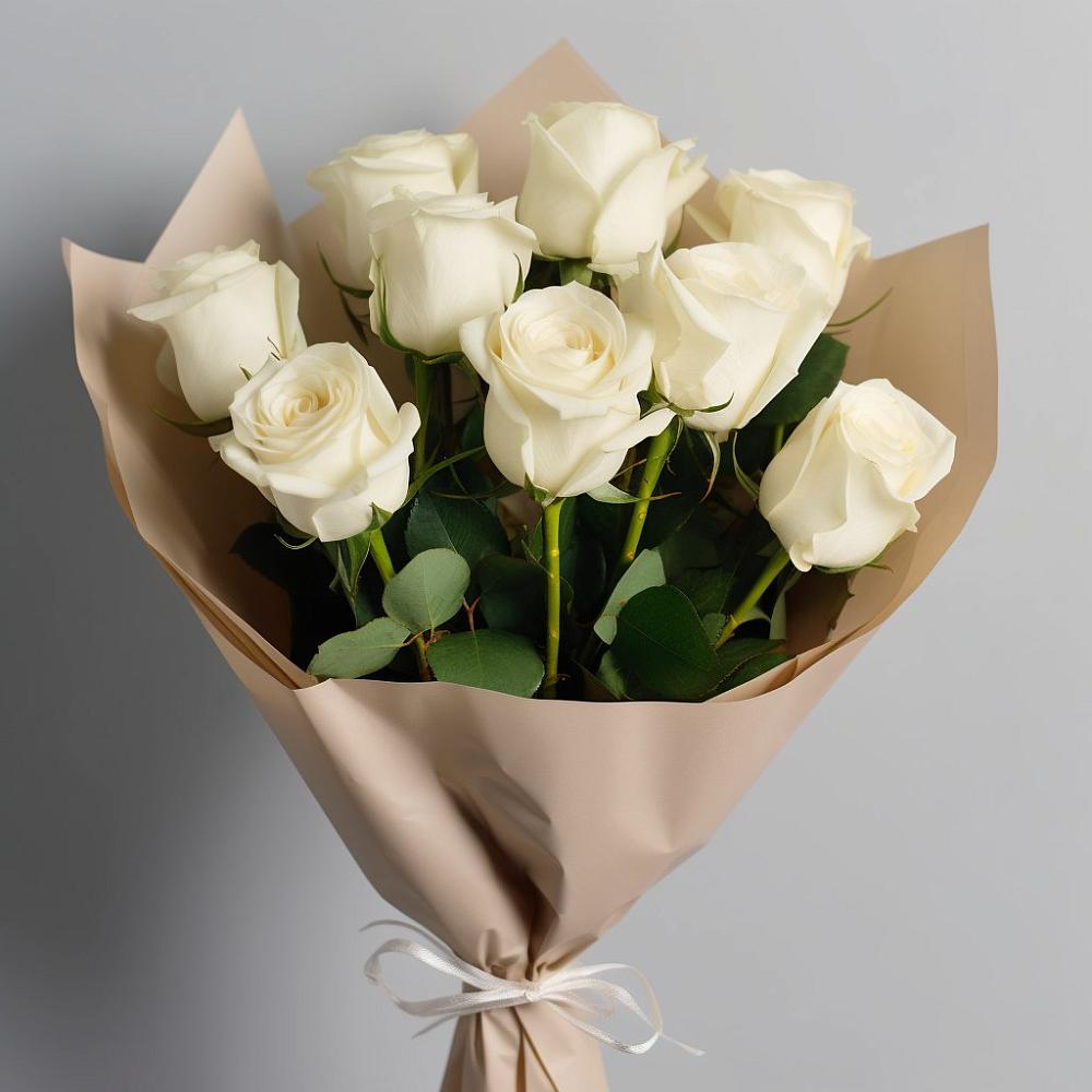 Букет 9 Белых роз Эдлесс Лав в Марьяновке