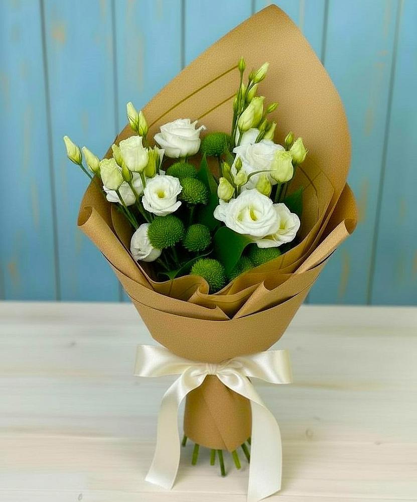 Букет цветов из: Хризантемы и Лизиантусы в Марьяновке