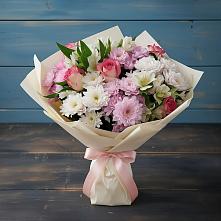 Букет цветов из:  Хризантемы, Альстромерии и Розы в Марьяновке