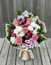 Букет цветов из:  Альстромерии, Гвоздики, Розы и Хризантемы в Марьяновке