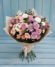 Букет цветов из:  Хризантемы, Розы и Альстромерии в Марьяновке