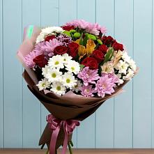 Букет цветов из:  Розы, Хризантемы и Альстромерии в Марьяновке